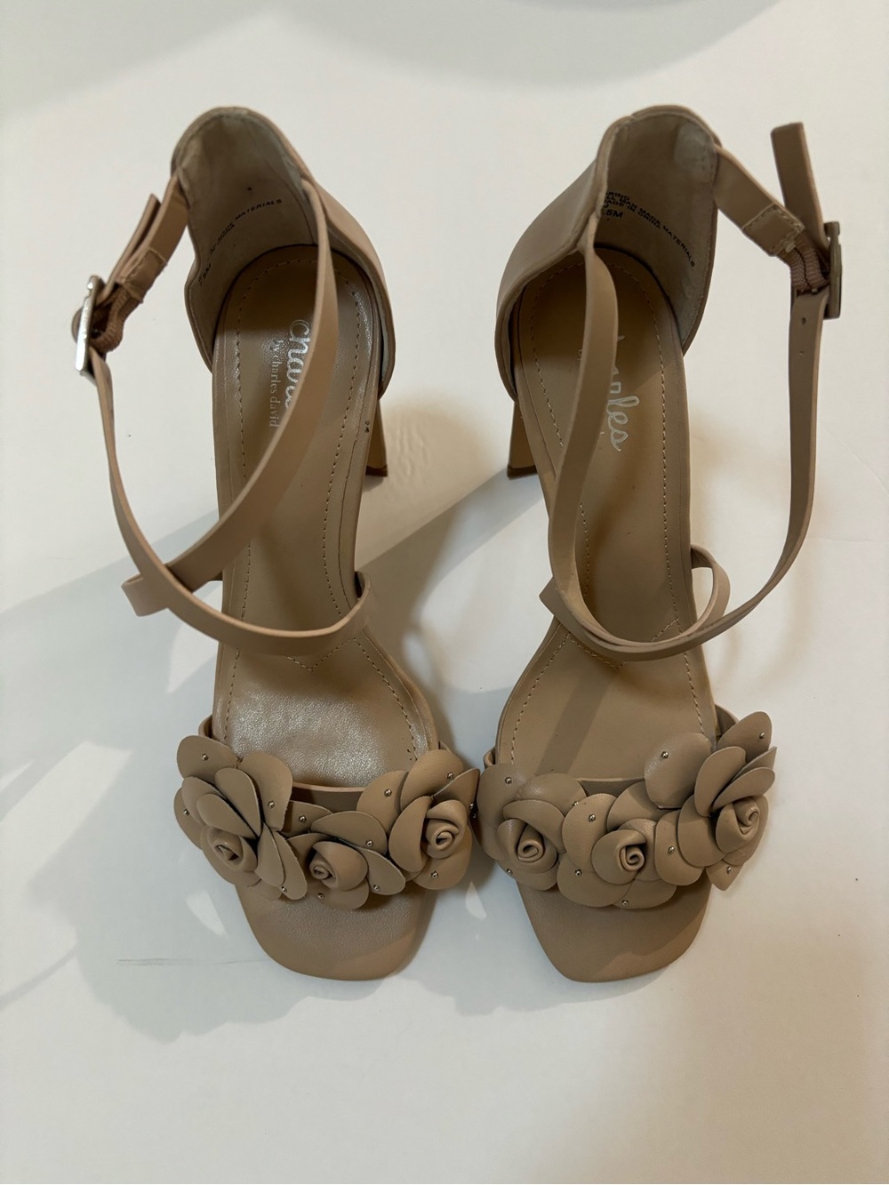 Nude floral heels